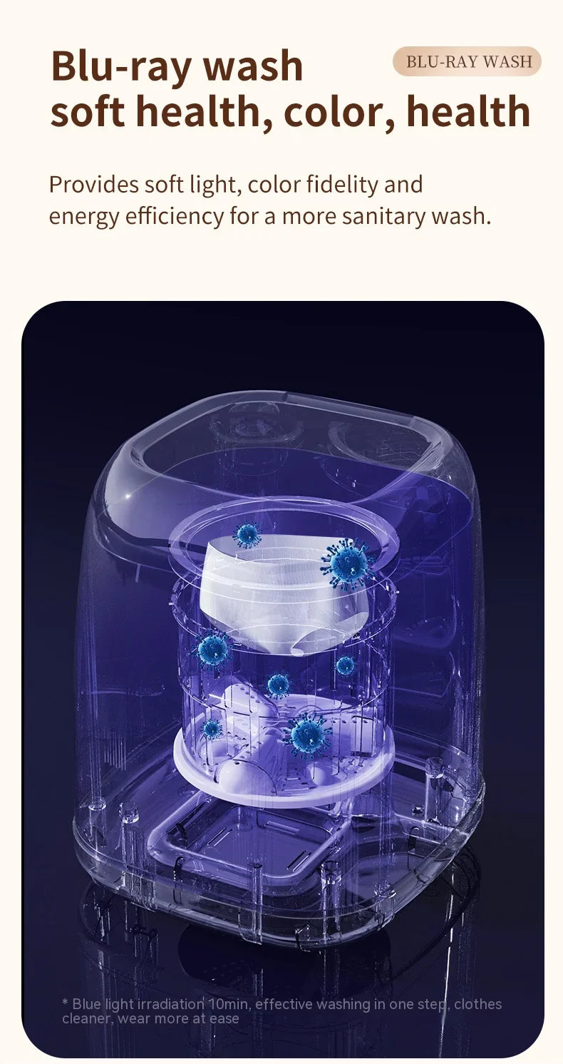 Small Fully Automatic Washing Machine – Mini Washer with Spin Dryer for Underwear & Children's Clothes, 220V