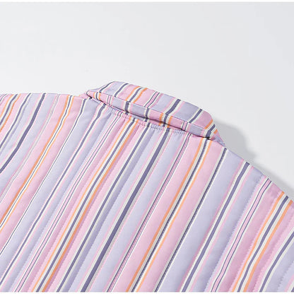 2025 Women’s Printed Quilted Padded Jacket – Collared Cotton Coat with Contrast Piped Pockets, Casual Autumn Outerwear