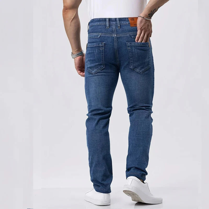 Men's Stretch Straight Leg Business Jeans – Classic Casual Denim Pants