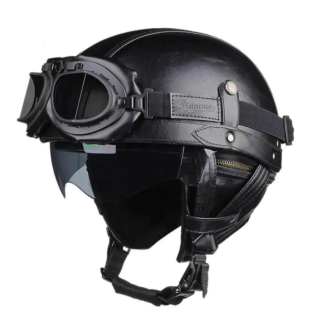 Retro Motorcycle Helmet – DOT Certified German Vintage Half Helmet for Scooter & Motorbike