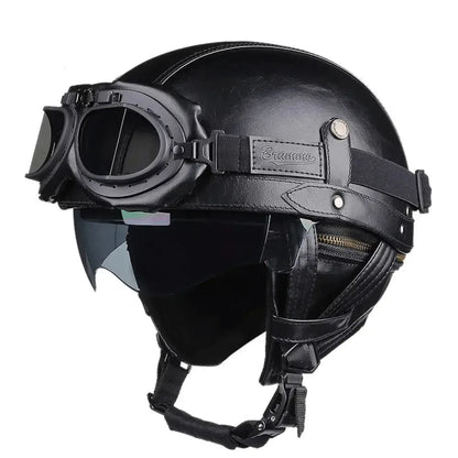 Retro Motorcycle Helmet – DOT Certified German Vintage Half Helmet for Scooter & Motorbike