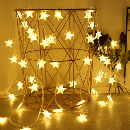 LED Star Fairy Lights - Outdoor String Garland Lights for Party, Wedding, Garden & Christmas Decor