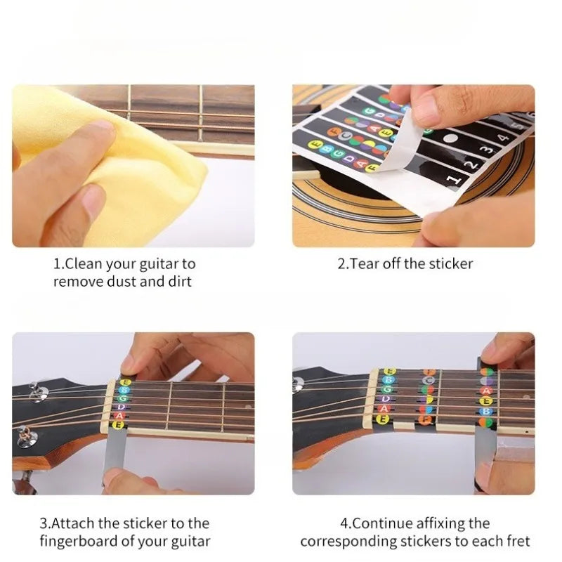 Guitar Fretboard Note Stickers – 6-String Fingerboard Map Labels for Beginner Guitarists