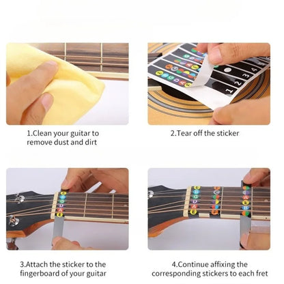Guitar Fretboard Note Stickers – 6-String Fingerboard Map Labels for Beginner Guitarists