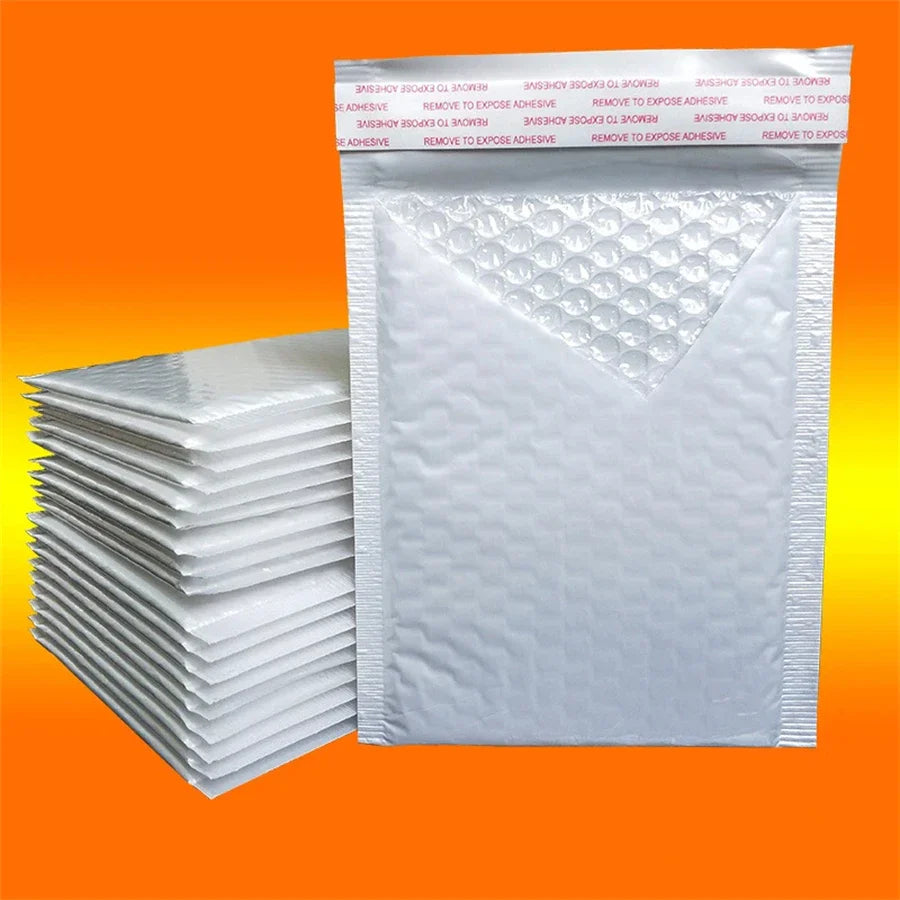 50pcs Pearlescent Film Waterproof Bubble Mailers | Self-Seal White Foam Shipping Bags, Thickened Packaging Envelopes
