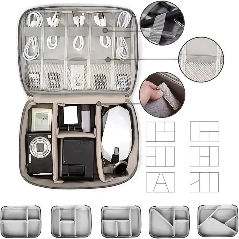Waterproof Cable Storage Bag - Portable Digital Organizer for USB, Chargers, and Data Cables, Travel-Friendly