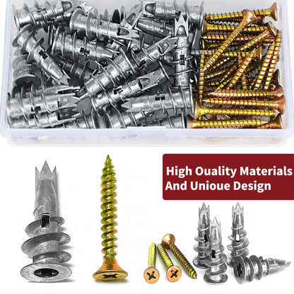 54pcs Self-Drilling Anchor & Screw Assortment — Multipurpose Drywall & Plasterboard Kit for Secure Fastening