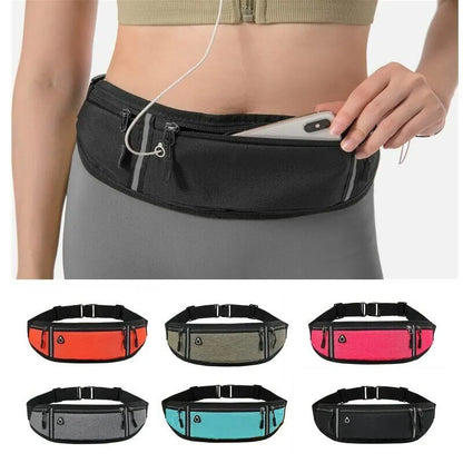 Waterproof Reflective Strip Waist Fanny Pack - Lightweight, Adjustable Elastic Straps - Ideal for Gym, Sports, and Running