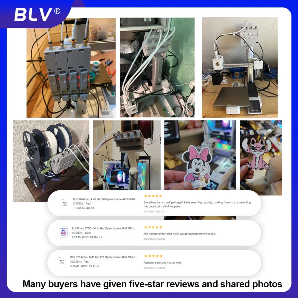 BLV AMS Lite BMCU370C Auto Refill Farm — Durable 3D Printer Accessory for A1 & A1 MINI, Strictly Tested, Type-C Support