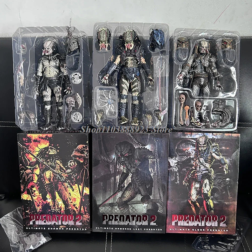 NECA Predator Ultimate Action Figure – Shaman, Elder, Armored & Jungle Hunter Snake Vision Alien Collectible Model Toy Gift