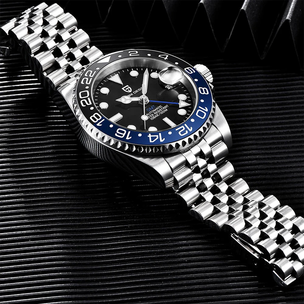 PAGANI DESIGN V3 GMT Men’s Luxury 40mm Automatic Mechanical Watch – Sapphire Crystal Stainless Steel Waterproof