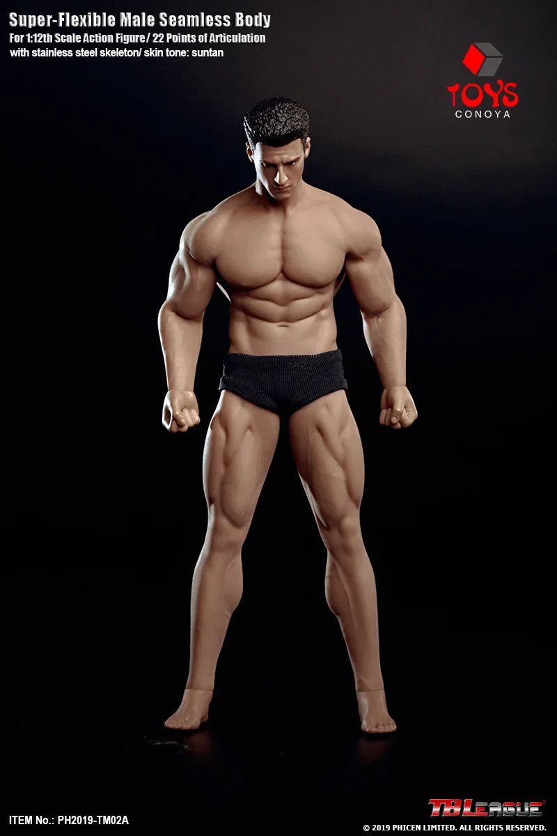 TBLeague Phicen 1/12 Male Action Figure Body - Super Flexible Seamless Suntan Skin Steel Skeleton Doll