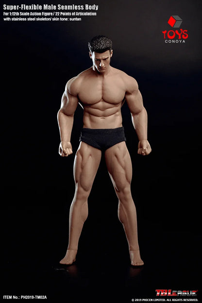 TBLeague Phicen 1/12 Male Action Figure Body - Super Flexible Seamless Suntan Skin Steel Skeleton Doll