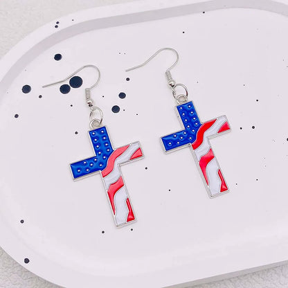 USA Flag Hat Wing Charms Earrings - Patriotic 4th of July Rainbow Flag Dangle Jewelry for Women & Girls