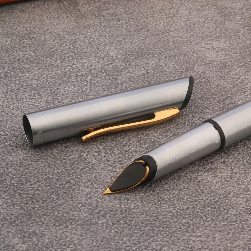 Classic Retro Metal Fountain Pen - Stainless Steel Writing Pen for Office, School & Gifts