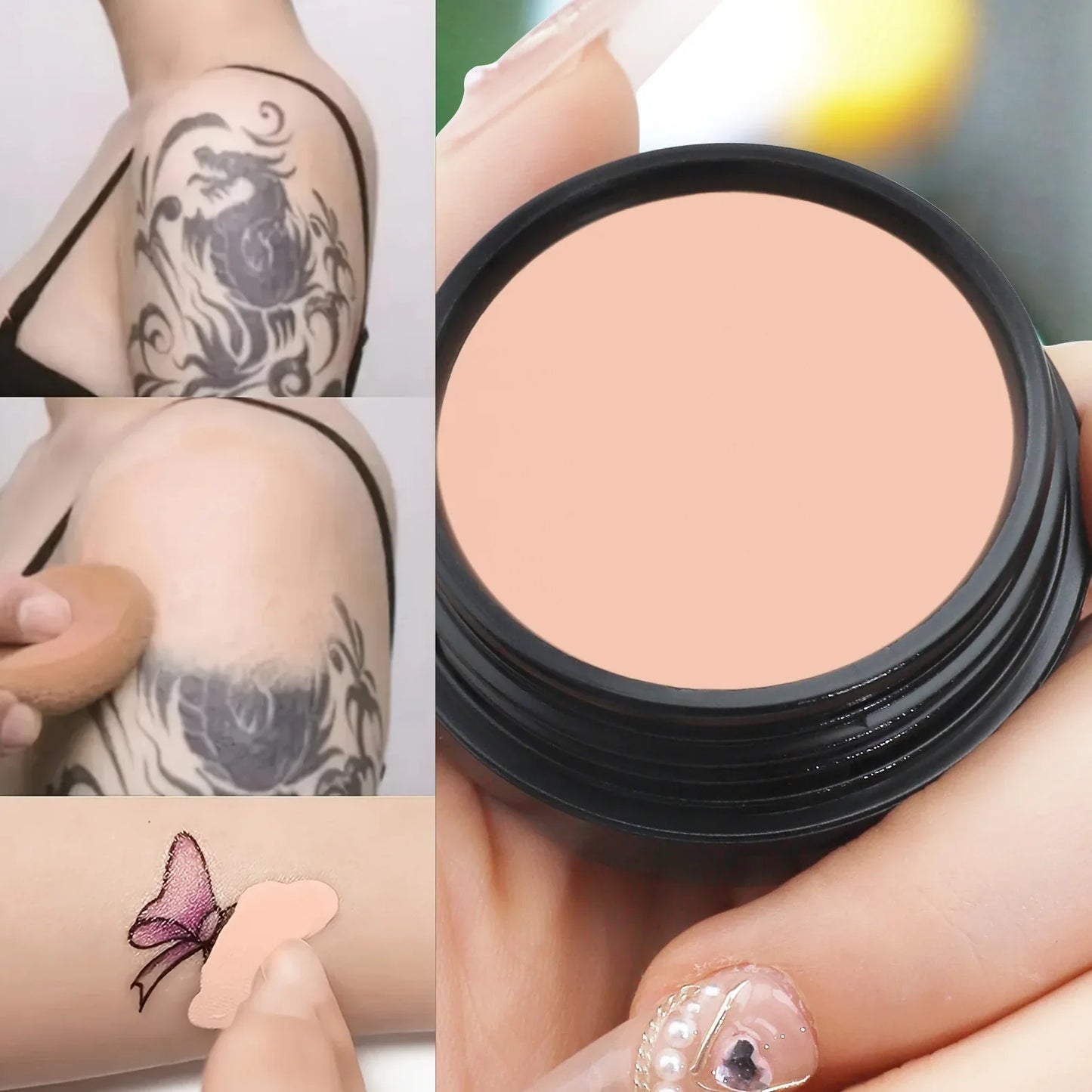 Waterproof Full-Coverage Concealer — Natural Finish Foundation for Tattoos, Scars, All Skin Tones & Types