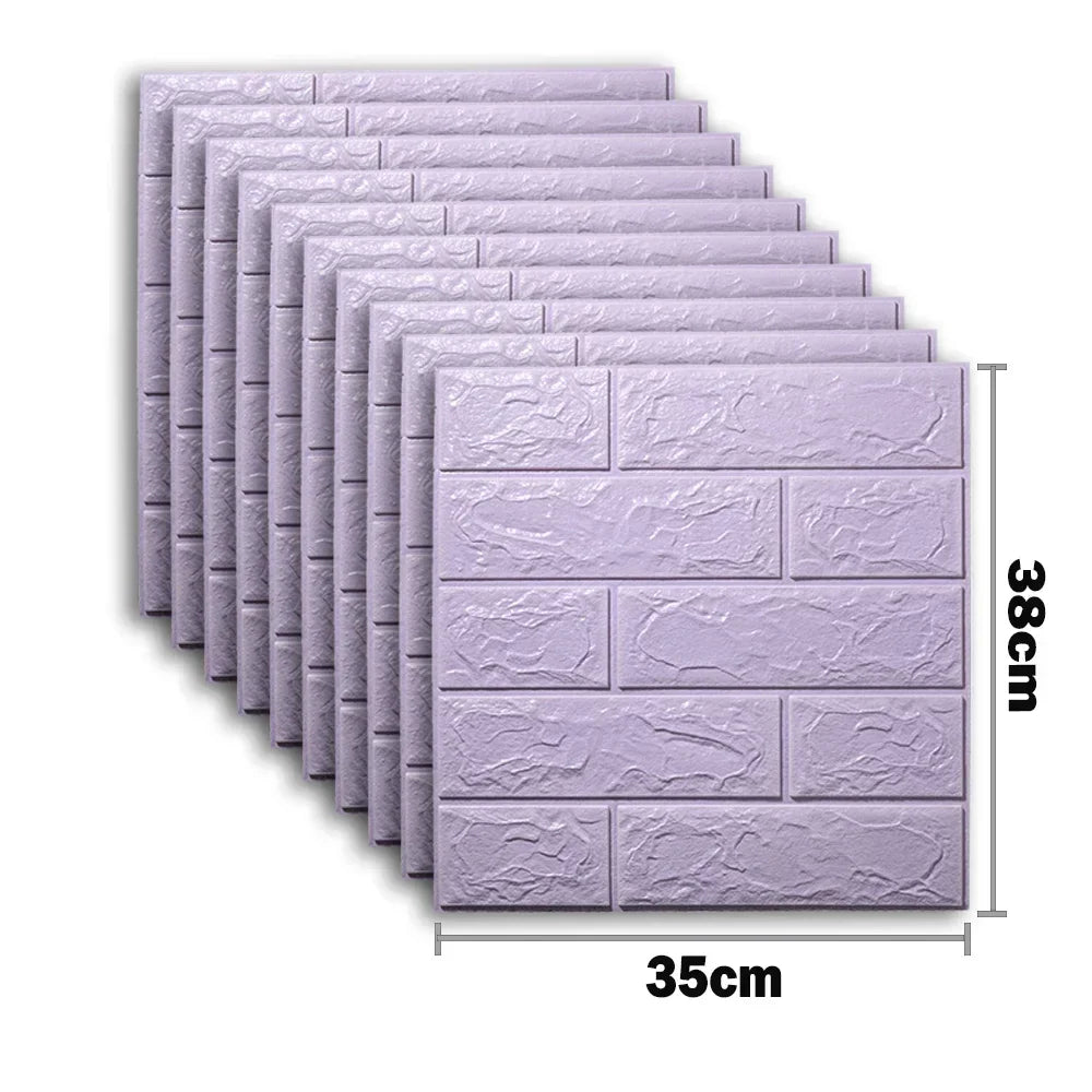 10pcs 3D Foam Wall Stickers – Self-Adhesive Waterproof Peel-and-Stick Brick Wallpaper for Interior Decoration