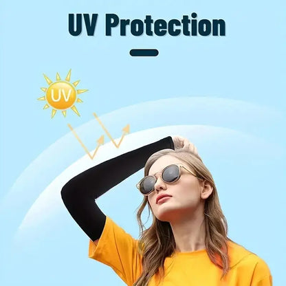 1 Pair Cooling Arm Covers – Summer Sun Protection Ice Silk Sleeves for Men and Women, Ideal for Cycling, Outdoor Sports, Golf, and Running