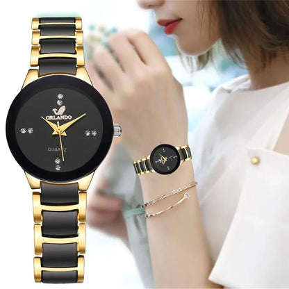 Fashion Rhinestone Women's Watch – Stainless Steel Band Analog Quartz Timepiece