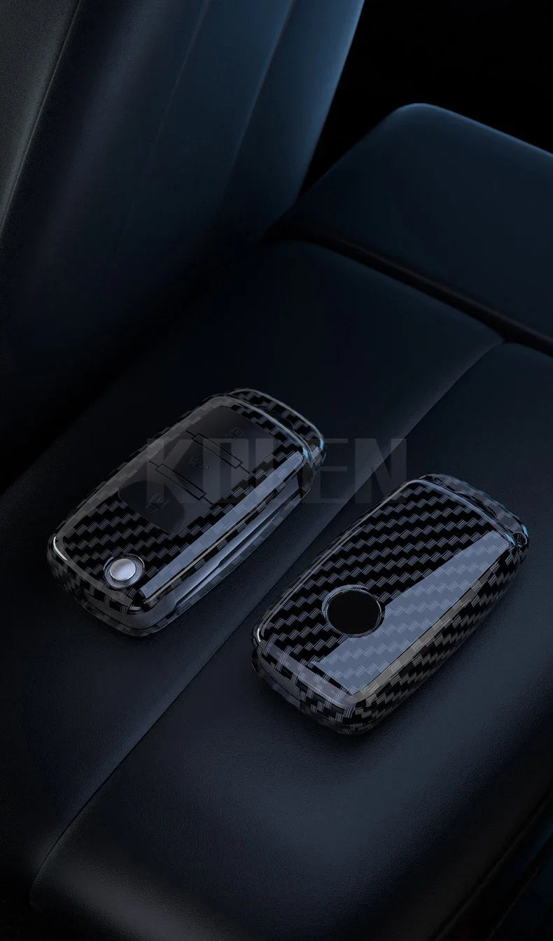 ABS Carbon Fiber Car Key Case Cover for VW, SEAT & Skoda – Fits Polo, Golf, Passat, Beetle, Tiguan, Leon, Altea, Octavia, Kodiaq