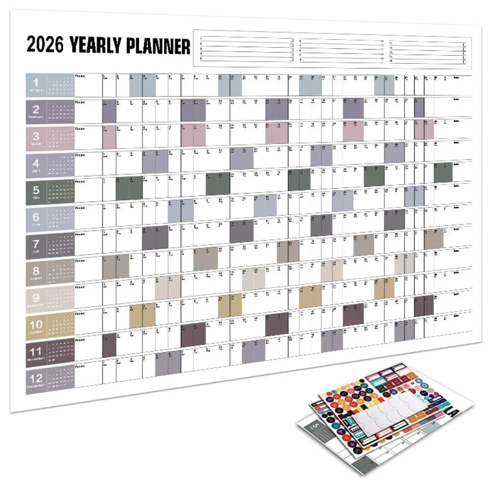 2026 Wall Calendar Planner - Annual Schedule Organizer with To-Do List Memo Pad & Agenda Tracker