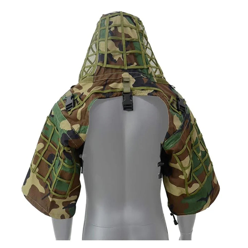 Ghillie Suit Tactical Sniper Coat – Viper Hood Camouflage Clothing for Airsoft, Paintball & Hunting, Ripstop Fabric