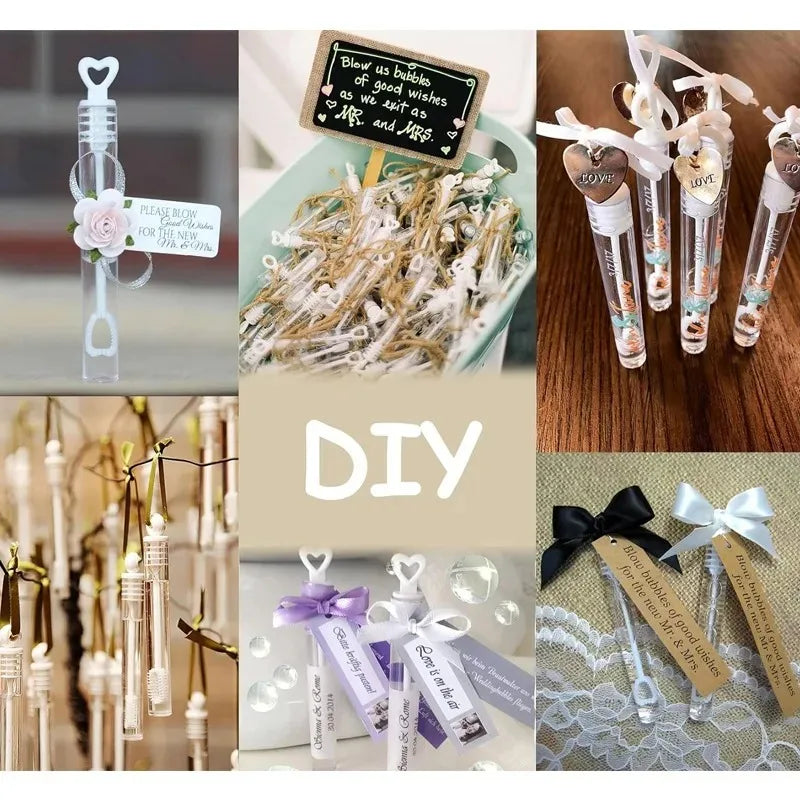 10/100Pcs Mini Heart Bubble Wands – Empty Wedding & Party Bubble Bottles, Baby Shower Favors, Kids Toys & Gifts