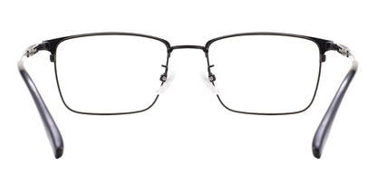 Comfortable Rectangular Men’s Business Glasses – Full Rim Browline Metal Frame for Optical Prescription Lenses