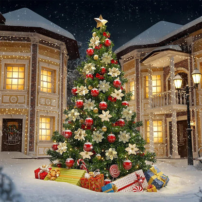 8/16PCS Christmas Decoration Set – Glitter Artificial Flowers for Tree, Home Decor, Xmas Ornaments, and New Year Decoration