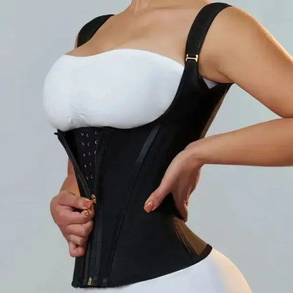 Fajas Colombianas Body Shaper for Women – Double Compression Waist Trainer Vest with Adjustable Zipper & Hook-Eyes