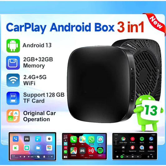 Android 13 CarPlay TV Box – Wireless CarPlay and Android Auto Adapter, Smart AI Multimedia Box with Netflix and YouTube Support