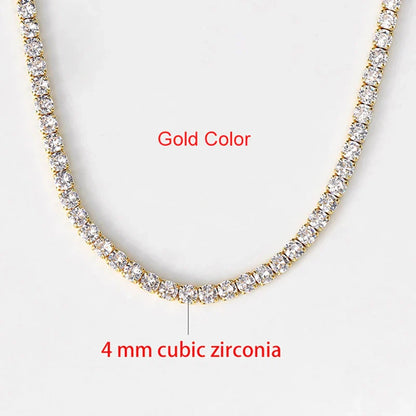 Luxury Iced Out Tennis Chain Choker Necklace – Cubic Zircon Crystal Hip Hop Jewelry for Women OHN016