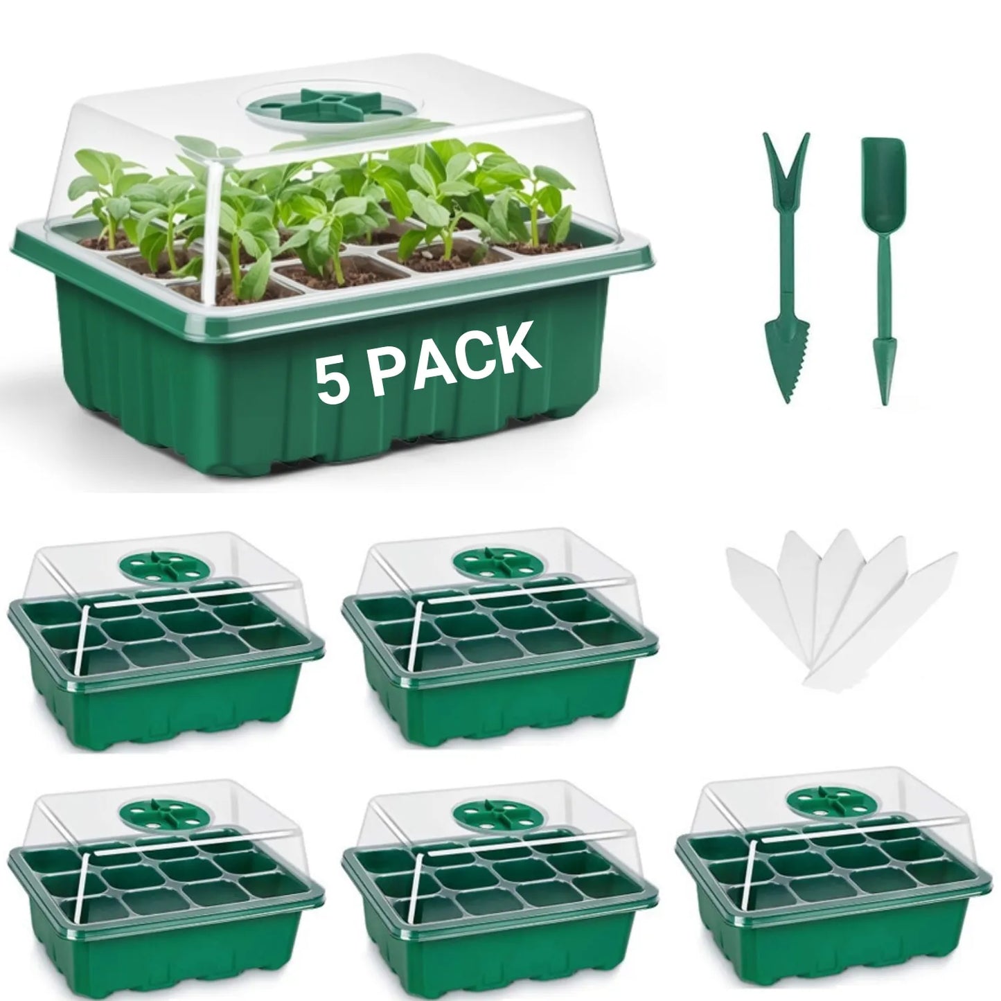 10-Pack Seed Starter Trays with Vent Holes – 12-Grid Mini Greenhouse Planting Kit for Seed Growing & Cultivation