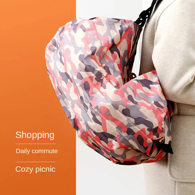Portable Travel Camouflage Handbag - Foldable Storage Bag with Handle, Large Capacity Shopping Bag