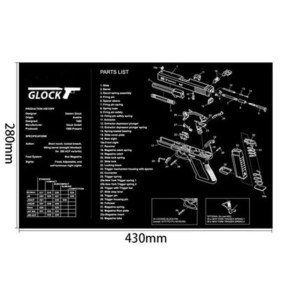 Gun Cleaning Rubber Mat Mouse Pad – AR15, AK47, Remington 870, GLOCK Gen4/Gen5, CZ-75, P220, P226, P229, Beretta 92, 1911 3D Work Mat