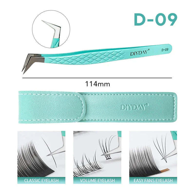 DIYDAY Anti-Slip Tweezers — High-Density Fiber Tip for Eyelash Extensions & Eyebrow Precision Beauty Tools