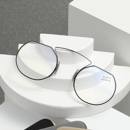 Clip-On Nose Reading Glasses – Anti-Blue Light Presbyopic Eyewear for Men & Women, 1.5 Magnification