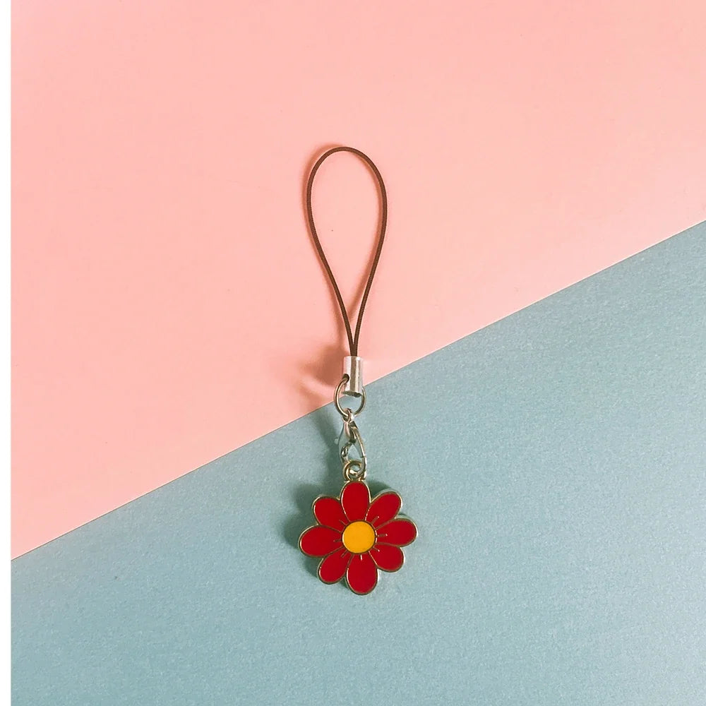 Enamel Flower Phone Lanyard - Floral Keychain Strap Bag Pendant Accessory Gift for Girls