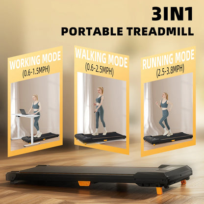 Under Desk Incline Walking Pad Treadmill – 2.5HP Compact Portable Treadmill for Home, 330lbs Capacity