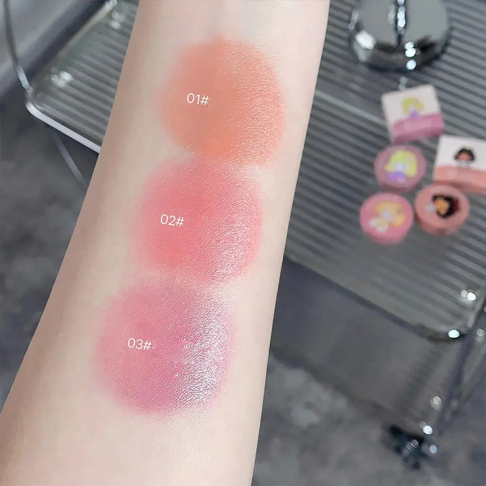 Gege Bear Cushion Blush with Powder Puff – Long-Lasting Blendable Cream Blusher Makeup