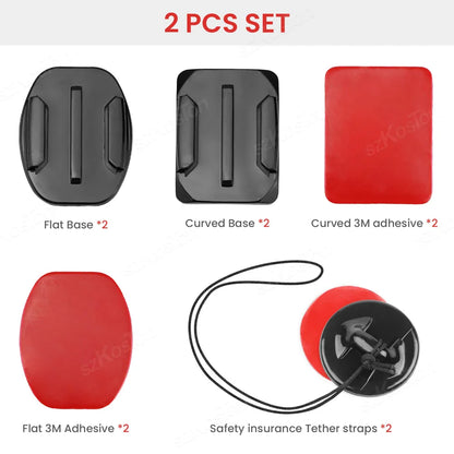 Universal Helmet Adhesive Mount Kit – Flat & Curved Sticky Mounts for GoPro 8–13, Insta360, DJI Osmo Action, AKASO & SJCAM