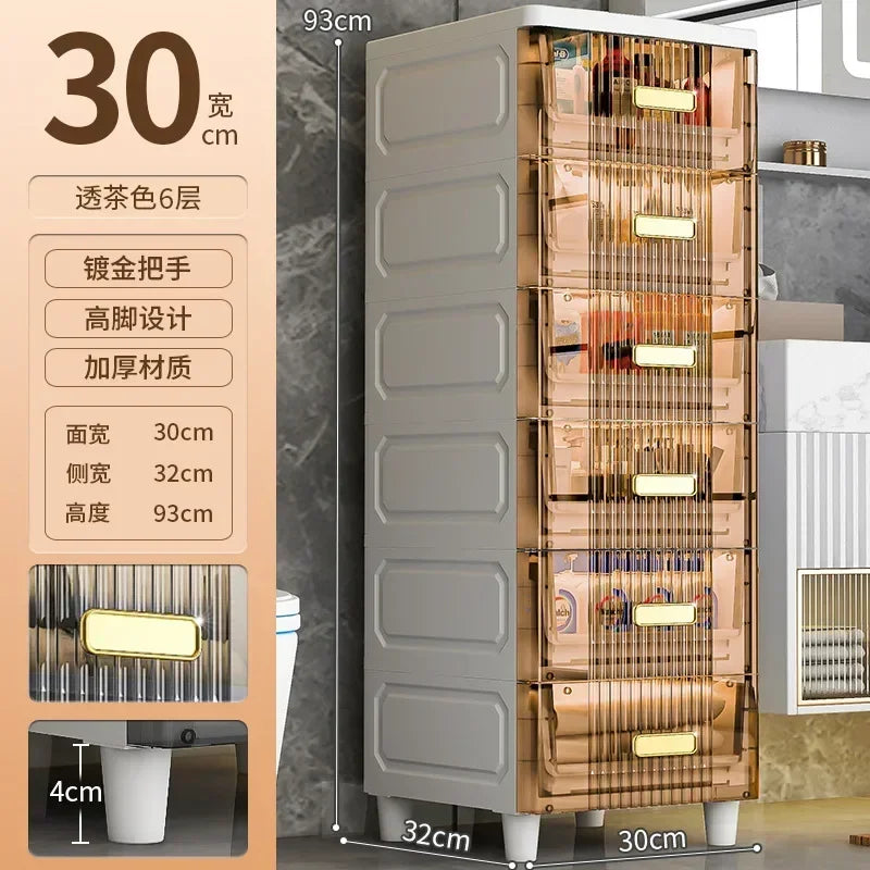 Transparent Bathroom Storage Cabinet – Luxury Visible Light Floor-Mounted Dustproof Narrow Organizer