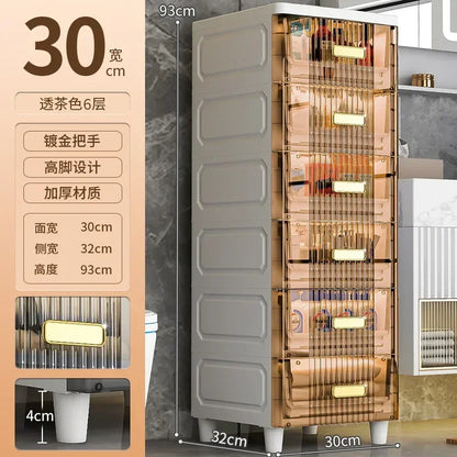 Transparent Bathroom Storage Cabinet – Luxury Visible Light Floor-Mounted Dustproof Narrow Organizer