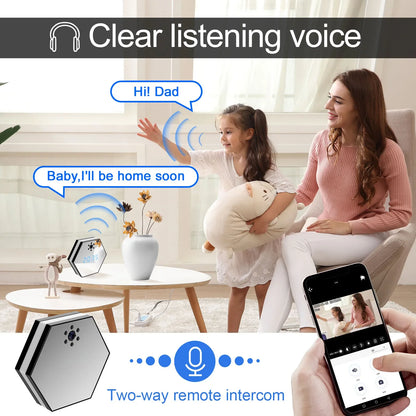 130° PTZ WiFi Alarm Clock Camera – 1080P HD Mini Wireless Security Cam with IR Night Vision & Motion Recording