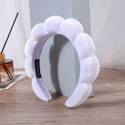 Sponge Headband for Women & Girls - Puffy Hair Band, Bubble Terry Cloth Makeup & Spa Accessory, Retro Hairwear