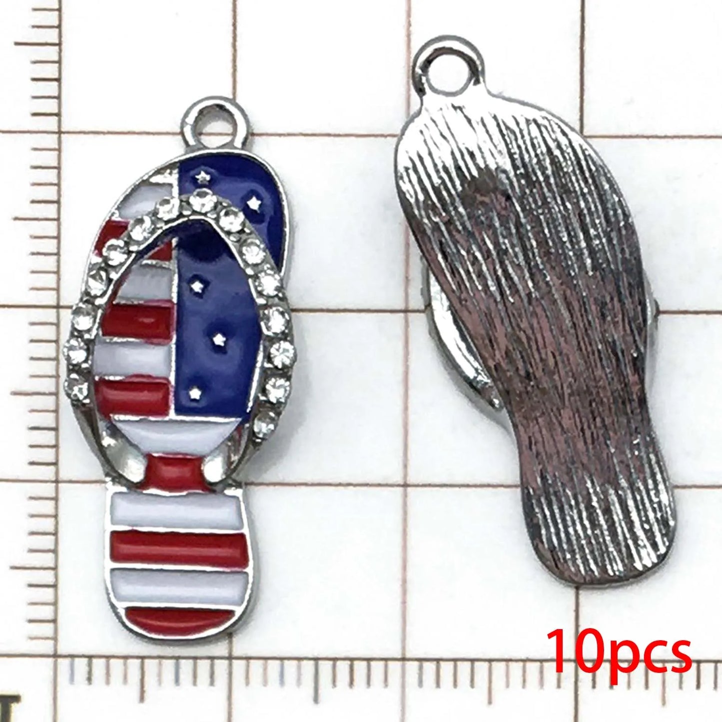 10/13pcs Enamel Flag Charms - Alloy Independence Day Pendants for DIY Bracelets Necklaces & Jewelry Making