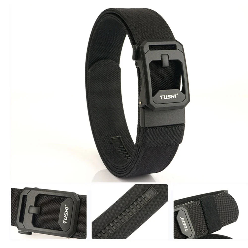 TUSHI Hard Tactical Belt for Men – Sturdy Nylon with Metal Automatic Buckle, Military & Police Duty, Outdoor IPSC Accessories