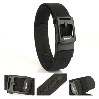 TUSHI Hard Tactical Belt for Men – Sturdy Nylon with Metal Automatic Buckle, Military & Police Duty, Outdoor IPSC Accessories