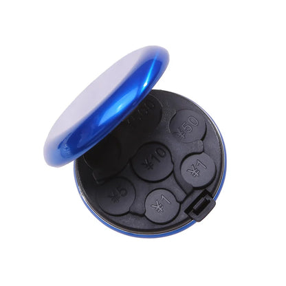 Round Japanese Coin Dispenser – Aluminum Alloy & Plastic Coin Purse Storage Wallet Holder