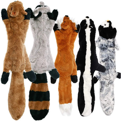 5-Pack Stuffingless Dog Toys – Funny Animal Plush Chew Toys with Squeakers & Crinkle for Dogs